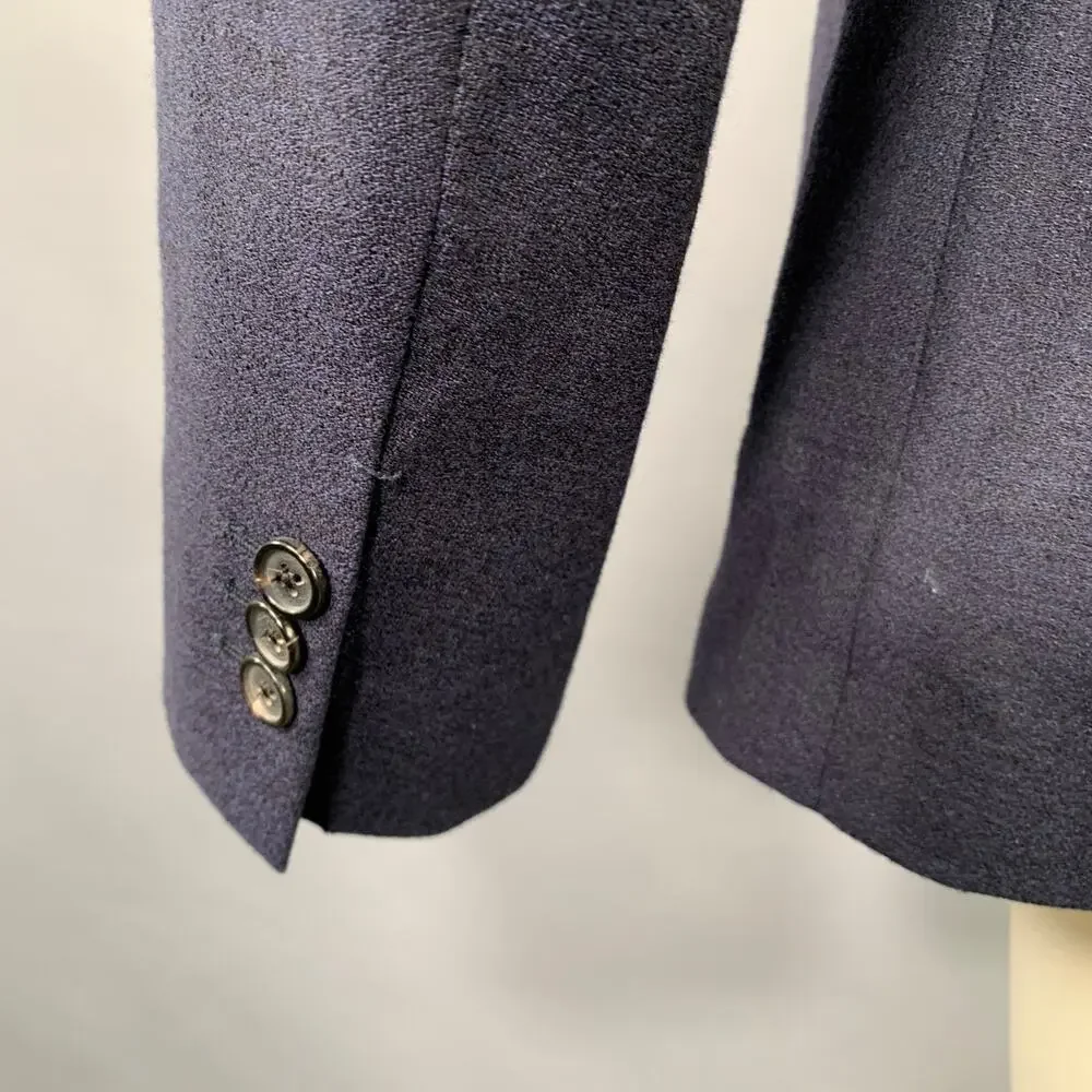 PAUL SMITH Size 40 Navy Wool Linen Peak Lapel Sport Coat